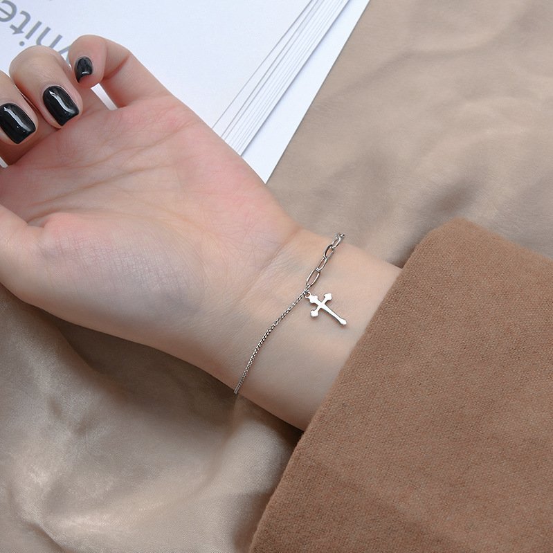 Strieborný Náramok S925 Krížik – Obrázok 2