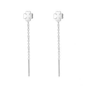 Strieborné retiazkové náušnice S925 – Štvorlístok