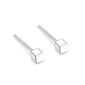 Strieborné napichovacie náušnice S925 Kocka