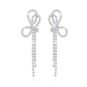 Eurocharms Postriebrené náušnice Mašličky s kubickými zirkónmi