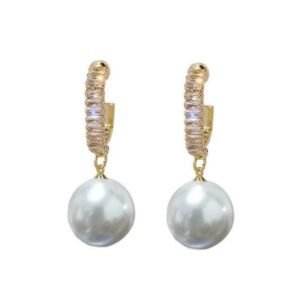 Pozlatené náušnice s bielymi perlami Golden Pearl