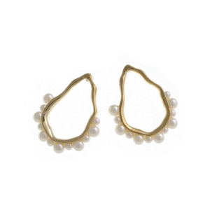 Pozlátené náušnice s veľkými perlami – Elegant
