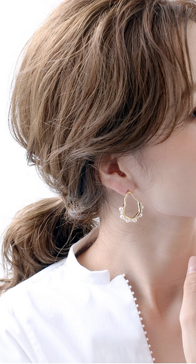 Pozlátené náušnice s veľkými perlami – Elegant – Obrázok 3