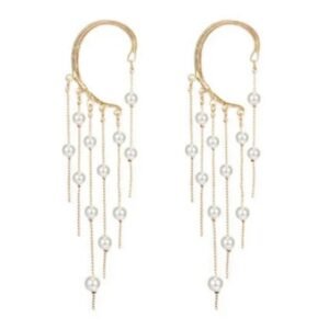 Pozlátené náušnice Visiace perly