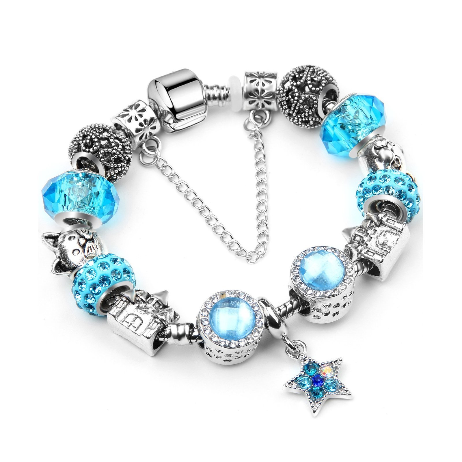 Eurocharms Modulárny Náramok s Príveskami Modrá Hviezda