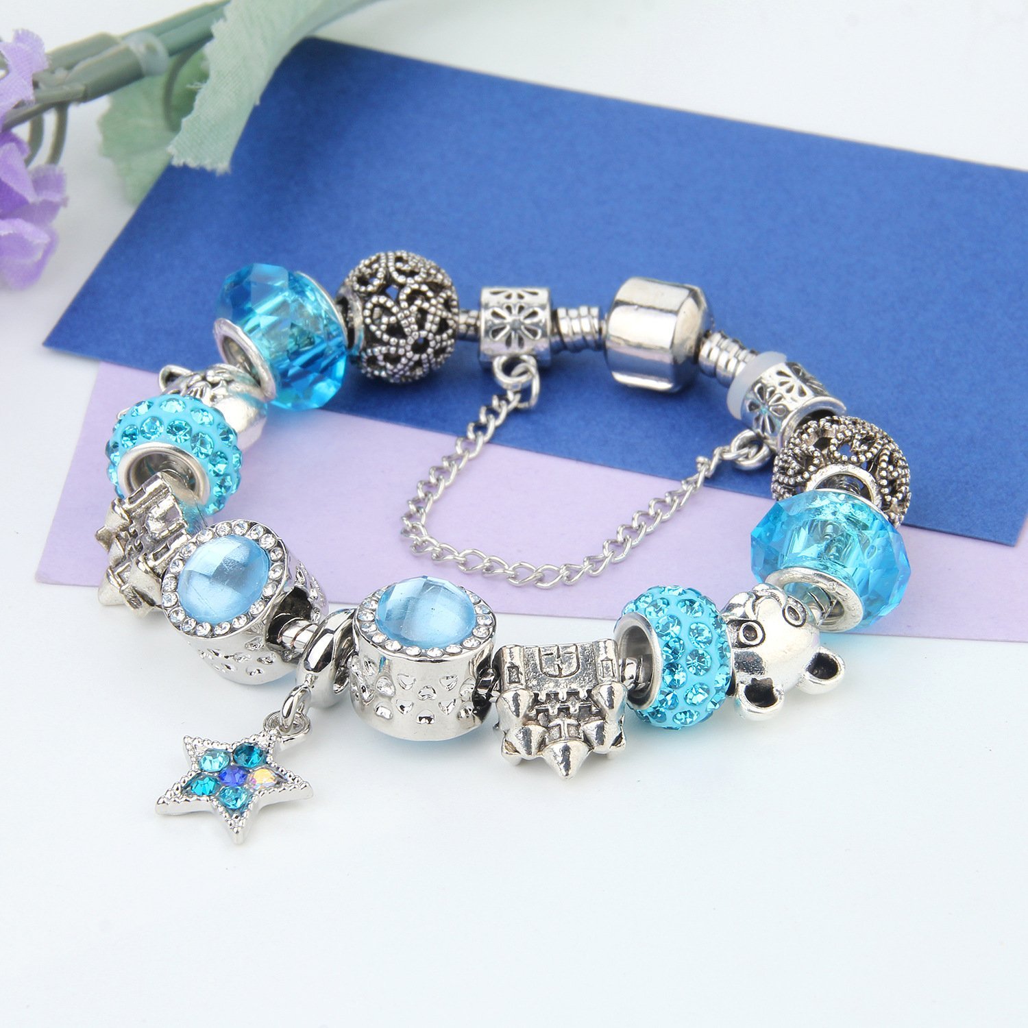 Eurocharms Modulárny Náramok s Príveskami Modrá Hviezda – Obrázok 2