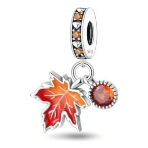 Eurocharms Strieborný Prívesok S925 Jeseň, Dubový List, Šálka čaju
