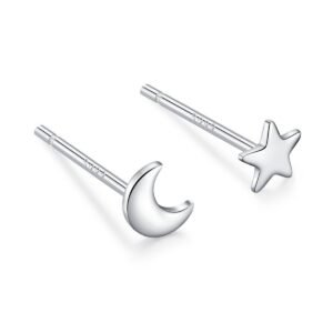 Strieborné náušnice S925 Mesiac a hviezda