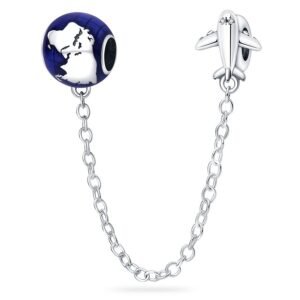 Strieborný prívesok S925 Bezpečnostná Retiazka Lietadlo, Planéta