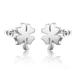 Eurocharms Napichovacie Náušnice z chirurgickej ocele Štvorlístok