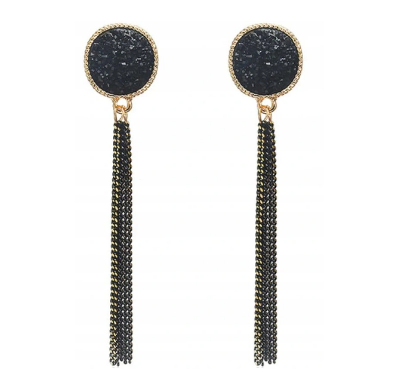 Eurocharms Náušnice Black Tassel Elegance