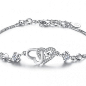 Eurocharms Strieborný Náramok S925 Dve Spojené Srdcia