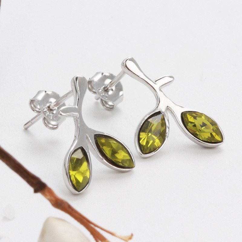 Eurocharms Strieborné náušnice S925 – Zirkónové Listy – Obrázok 6