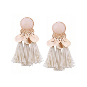 Krémové náušnice so strapcami