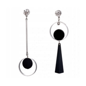 Asymetrické čierne náušnice so zirkónmi - Asymmetrical Black Earrings