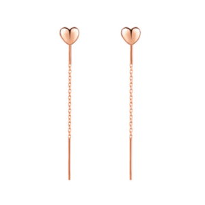 Visiace náušnice so srdiečkom v odtieni RoseGold