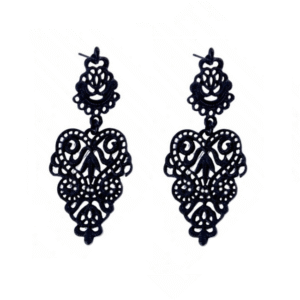 Eurocharms Čierne náušnice s čipkovaným dizajnom