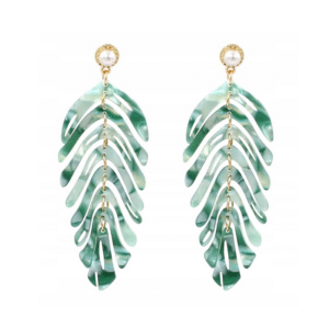 Zelené perlové náušnice monstera