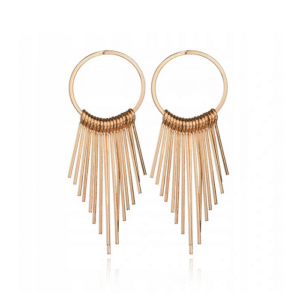 Pozlatené kruhové náušnice so strapcami