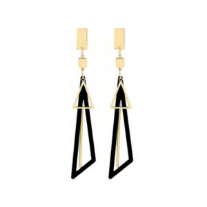 Pozlátené geometrické visiace náušnice Modern Lines