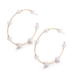 Pozlatené kruhové náušnice s perlami Pearl Hoops