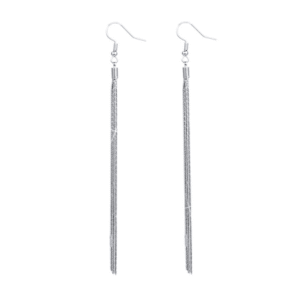 Eurocharms Postriebrené dlhé visiace náušnice Silver Threads
