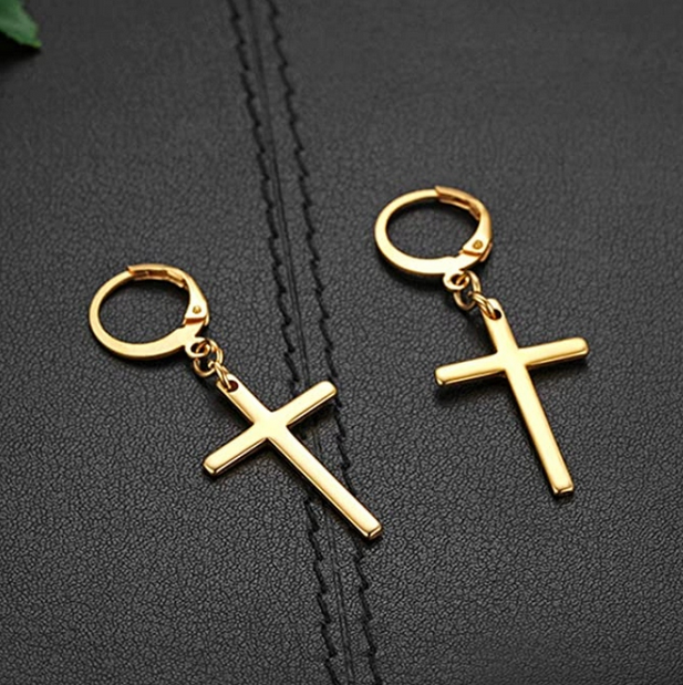 Eurocharms Pozlátené náušnice s krížikom Faith – Obrázok 4