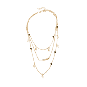 Kombinovaný pozlátený náhrdelník so zlatými lístkami
