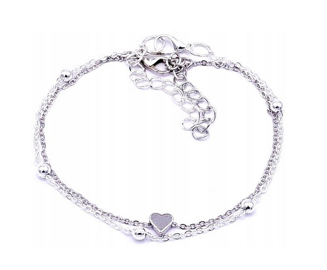 Postriebrený Náramok na Členok Srdce a Guličky 2 ks – Obrázok 3