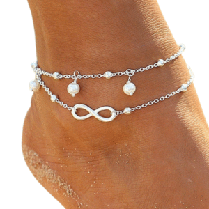 Postriebrený Dvojitý Náramok Znamenie Nekonečna s Perličkami