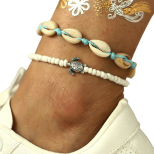 Sada 2ks Náramky na Členok Mušle a Korytnačka