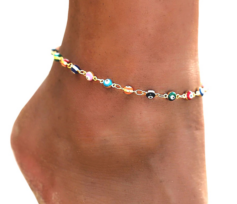 Postriebrený Náramok na Členok s Očkami