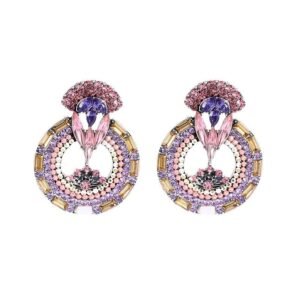 Eurocharms Postriebrené náušnice s fialovými zirkónmi