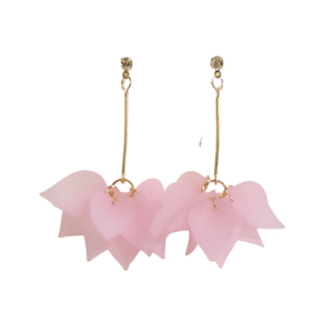 Pozlátené náušnice s ružovými lupeňmi kvetov a zirkónmi