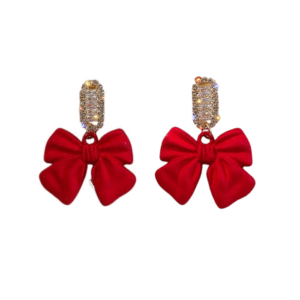 Náušnice  Červené mašličky so zirkónmi