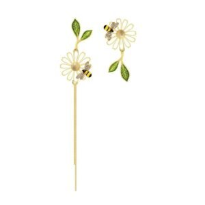 Pozlatené náušnice s margarétkou a včielkou