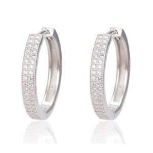 Eurocharms Postriebrené kruhové náušnice so zirkónmi Shiny Hoops