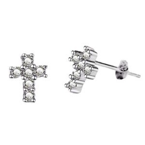 Strieborné 925 náušnice s krížikom Crystal Cross