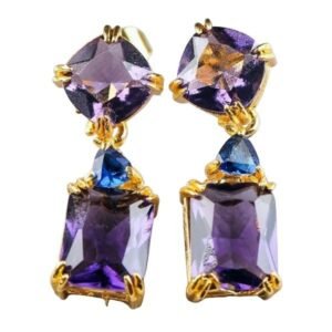 Pozlatené náušnice s fialovými zirkónmi