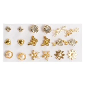 Pozlátené náušnice, 9 párov