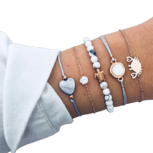 Eurocharms Sada náramkov Srdce, Krab a Korytnačka – 5 kusov