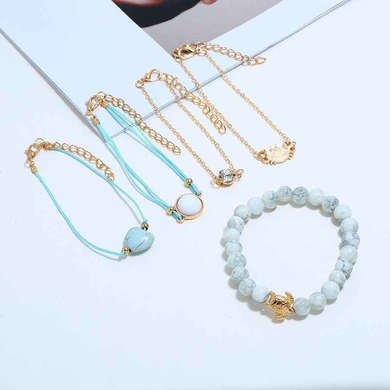 Eurocharms Sada náramkov Srdce, Krab a Korytnačka – 5 kusov – Obrázok 5