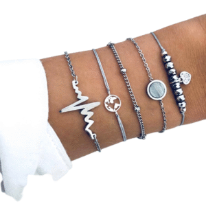 Eurocharms Sada náramkov Rytmus srdca a Kontinenty – 5 kusov