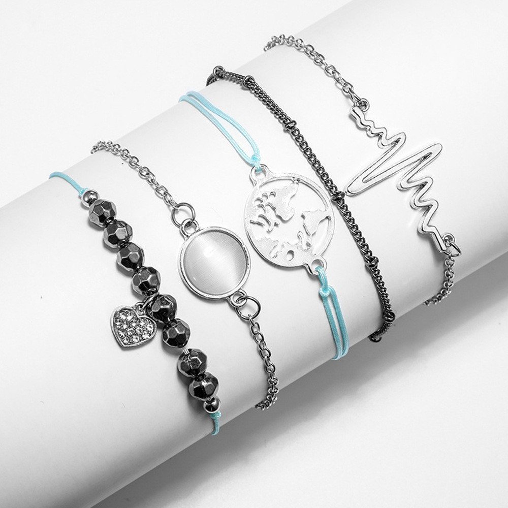 Eurocharms Sada náramkov Rytmus srdca a Kontinenty – 5 kusov – Obrázok 5