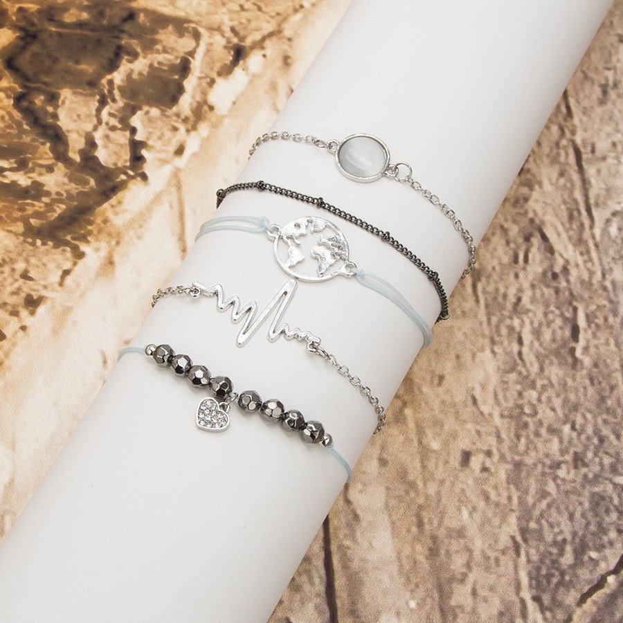 Eurocharms Sada náramkov Rytmus srdca a Kontinenty – 5 kusov – Obrázok 4