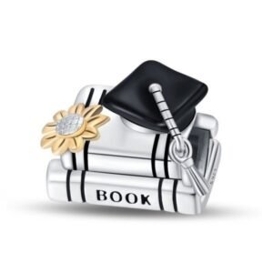 Strieborný prívesok S925 Knihy, Absolventská Čiapka