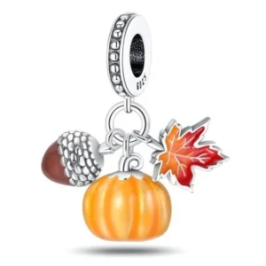 Eurocharms Strieborný Prívesok S925 Jeseň, Žaluď, Tekvica, Dubový List