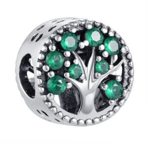 Eurocharms Strieborný prívesok S925 Strom Života so Zelenými Zirkónmi