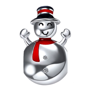 Eurocharms Strieborný Prívesok S925 Strieborný Snehuliak s Červeným Šálom