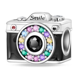Eurocharms Strieborný Prívesok S925 Fotoaparát s Farebnými Zirkónmi